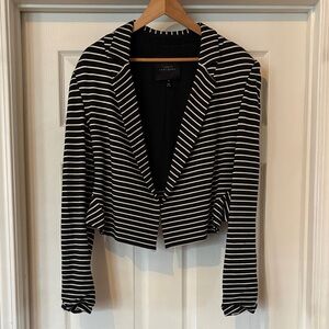 Robert Rodriguez Black & White Striped Cropped Knit Blazer